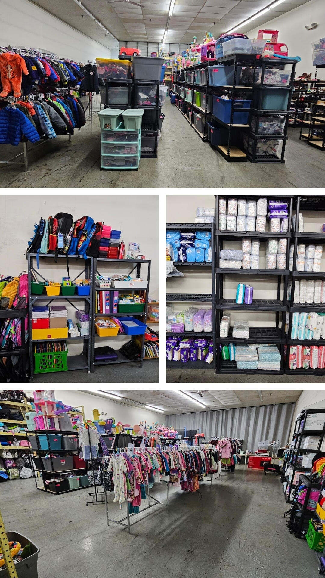 Volunteer Collage Caring Closet warehouse